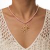 1 Pink Rope Alloy Spiral Sun Pendant Necklace, Fashionable and Versatile Women's Rope Woven Necklace