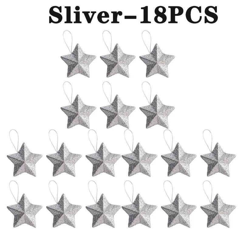 Guldglitter Stjärnprydnader Julgran Hängande Hänge 2025 Juldekorationer för Hemmet Navidad Nyårsfest DIY-gåva