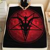 1PC Satan Logo Print FlAannel Blanket, High Quality Comfortable for All Seasons, Home Decor, Warmth and Comfort