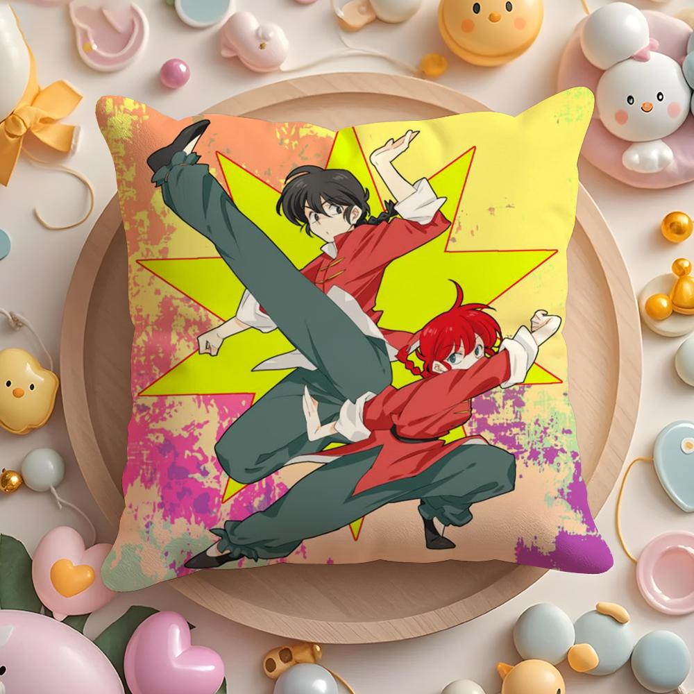Cartoon R-Ranma1 2 Cushion Cover Short Plush Double-Sided Printing Home Machine Washable In Warm Winter Pillow Case