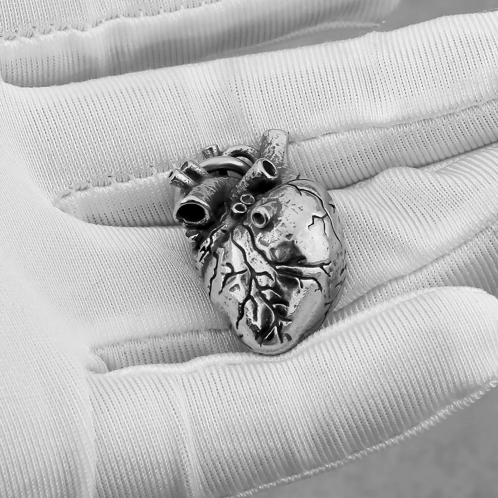 Minimalist Heart Necklace Stainless Steel Jewelry Punk Hip Hop Vintage Charm Pendant for Men Women Fashion