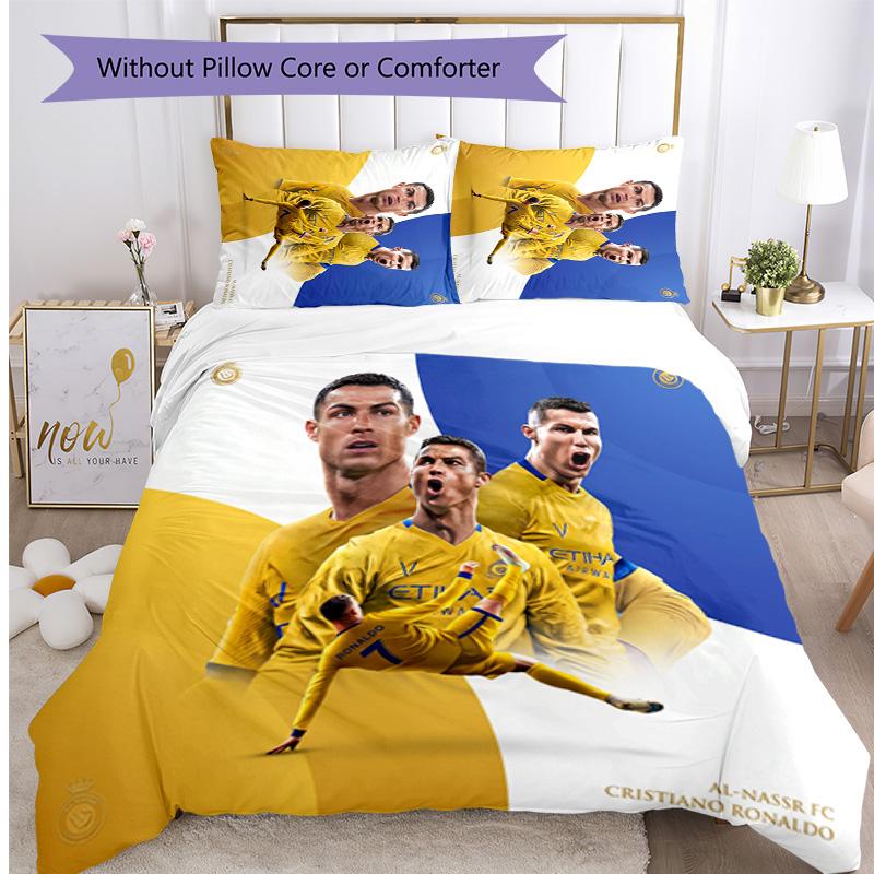 Σετ Κλινοσκεπασμάτων με Εκτύπωση Cristiano Ronaldo 3 Τεμαχίων Ζεστό Αναπνέον Σετ Κάλυψης Κρεβατιού ως Δώρο για Εγκαίνια/Γιορτές