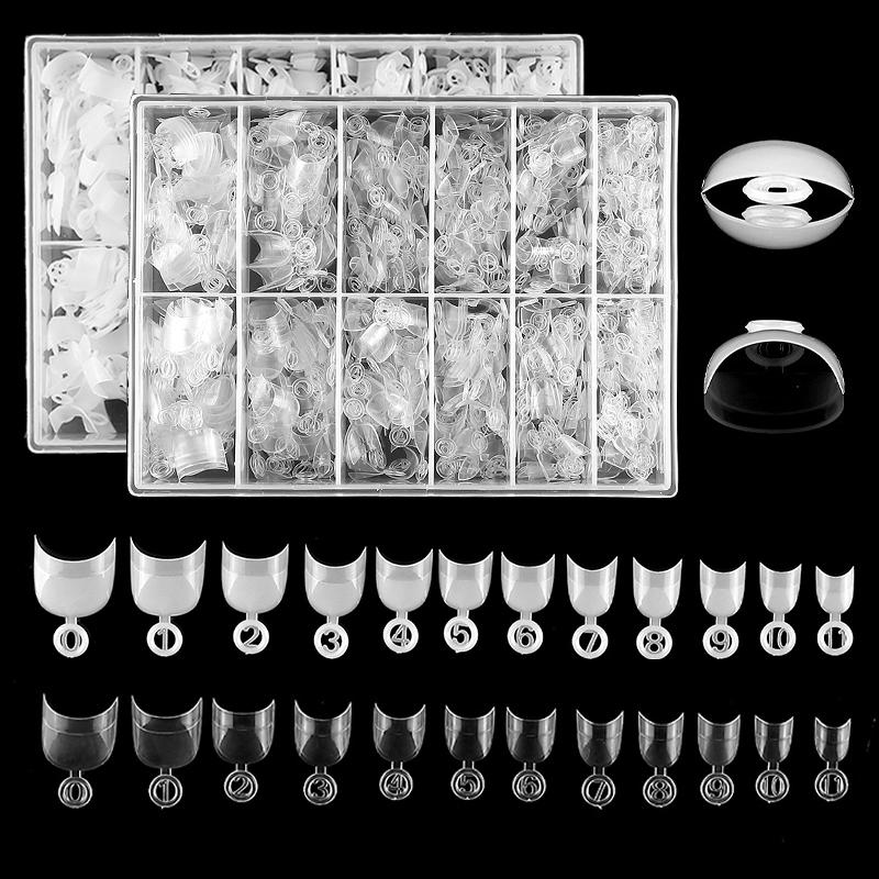 

1 шт. в упаковке, акриловые накладные ногти для французского маникюра, натуральные/белые короткие накладные ногти в форме полумесяца, накладные ногти с половиной покрытия MYY