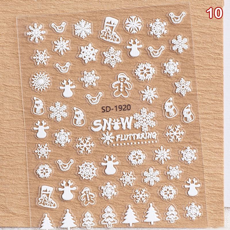 Christmas Lovely Cartoon Bowknot Santa Claus Snowman Christmas Tree Elk Snowflake Nail Art Stickers Xmas Cute Manicure Decals