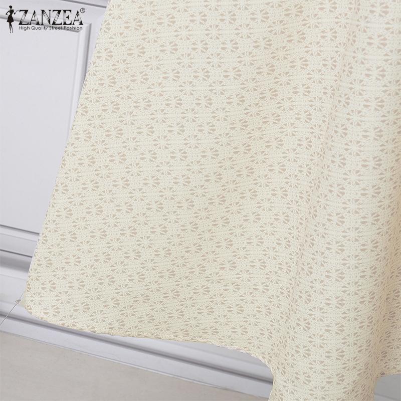 ZANZEA Dámské ležérní šaty s kulatým výstřihem, letní, s krátkým rukávem, s květinovým potiskem