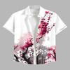 Vacation Style Coconut Tree Printed Short Sleeve Shirt, Loose Lapel Fake Two-Piece Design, Casual Breathable Outfit for Daily Wear and Beach Trips