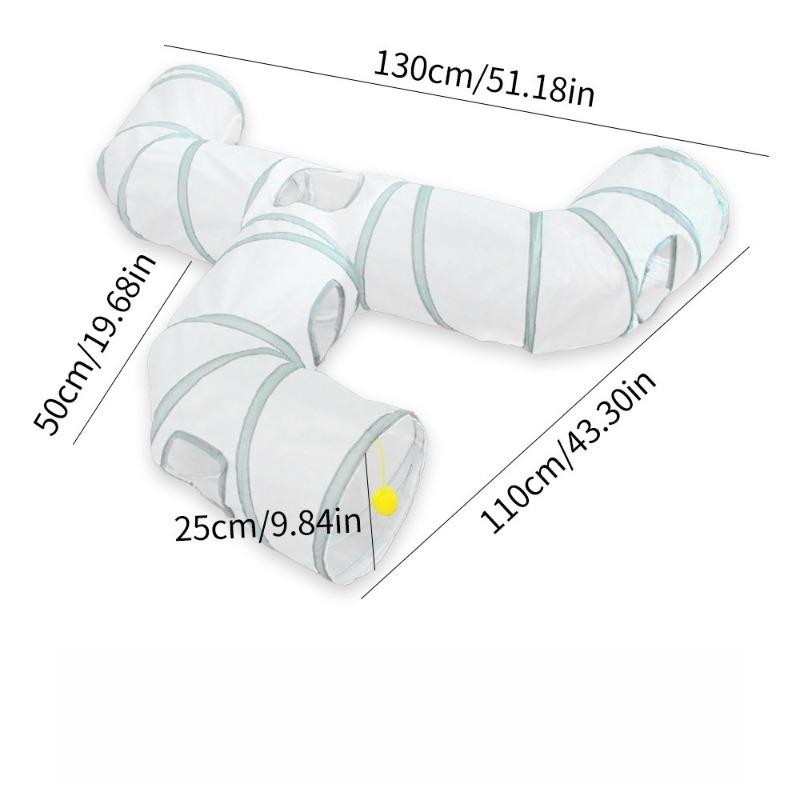 White Cat Tunnel Indoor Play Tube Fun Tunnel for Cats Small Pets Collapsible Muliti-Way with Play Ball Interactive Pet Playhouse