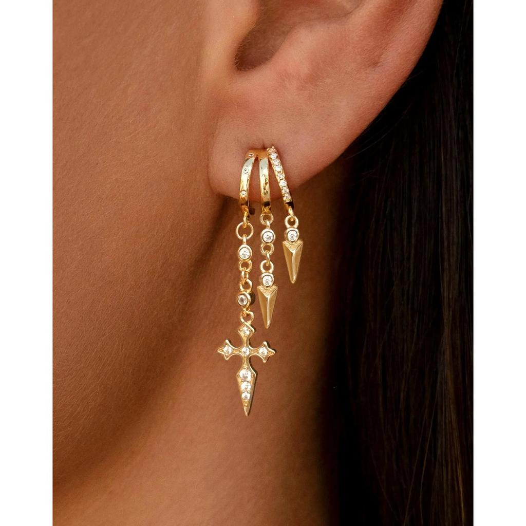 Trendy Triple Dangle Chain Huggie Earrings, Comfortable All-Day Wear Jewelry, Perfect Valentine’s Day Gift for Her