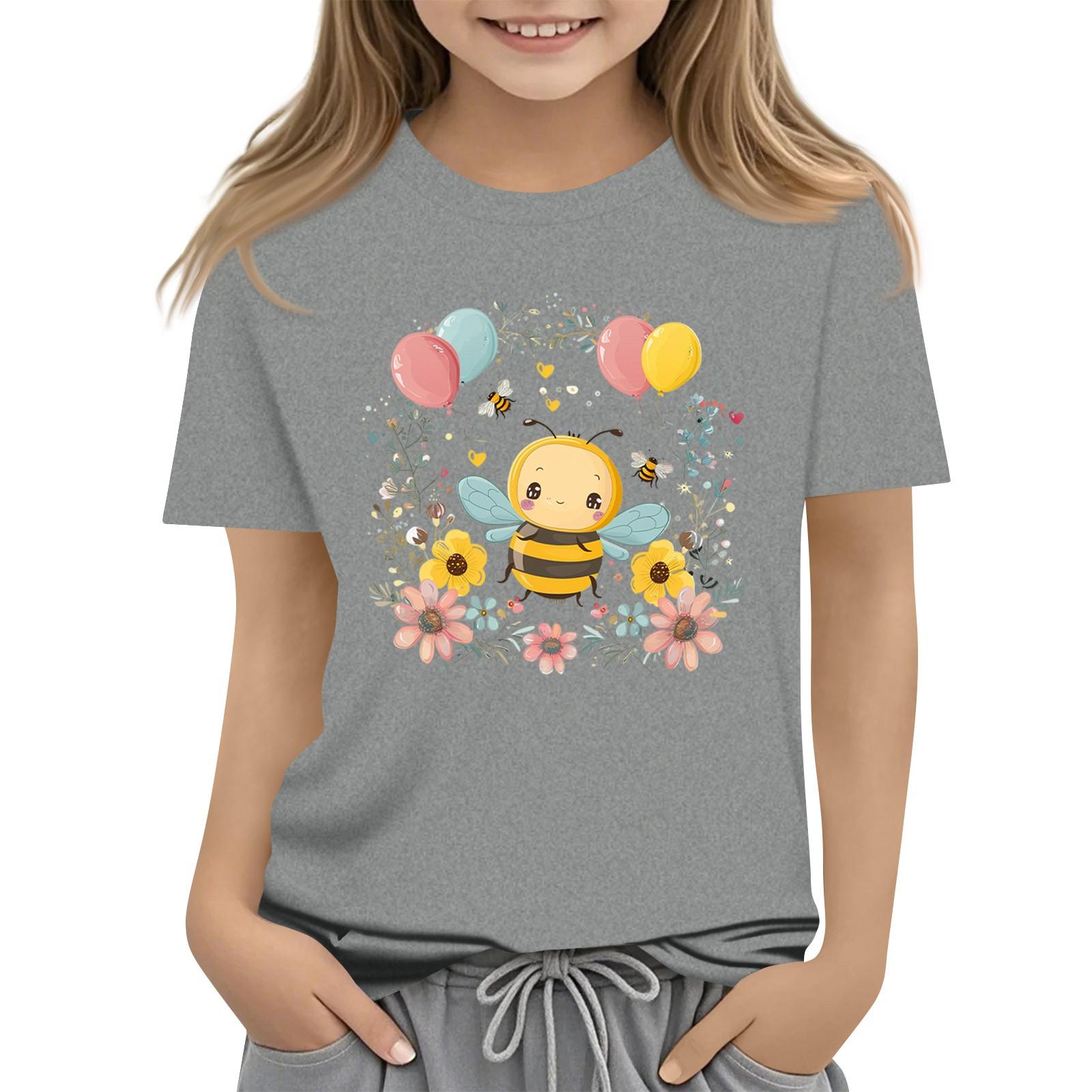 

Children s Fashion Daily Printed Round Neck Short Sleeved Casual T-shirt Top 130