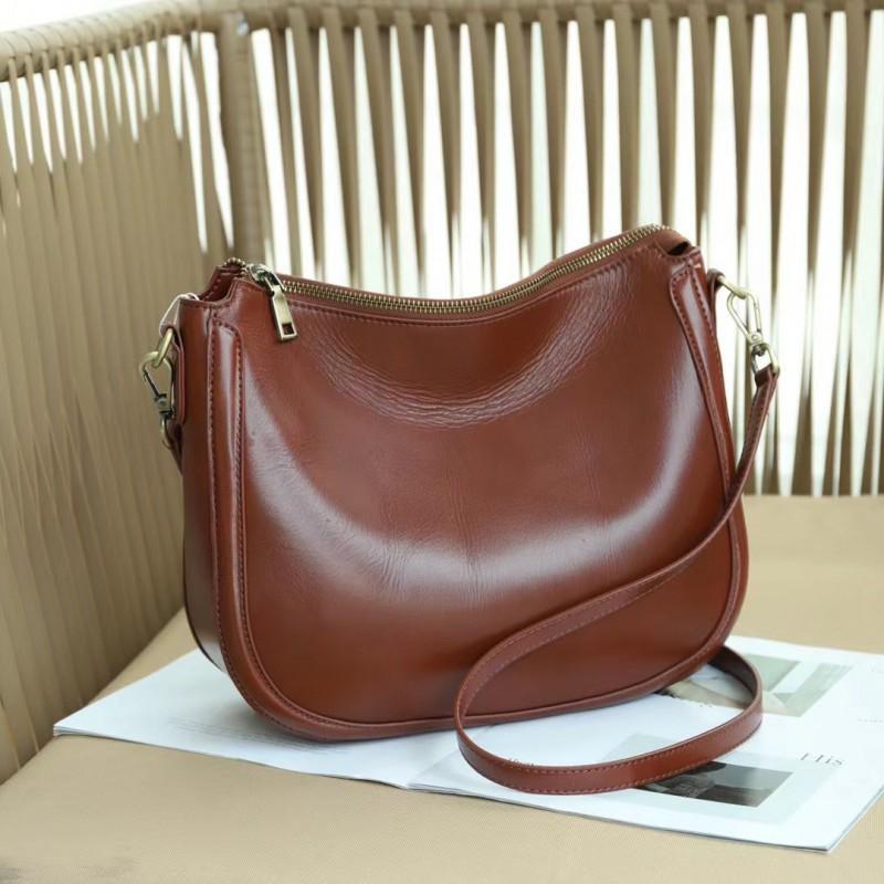 First Layer Of Vegetable Tanned Cowhide Underarm Bag Genuine Leather Women s Oil Wax Crossbody Retro Casual Soft 88821