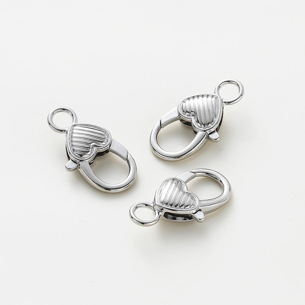 5pcs/lot 14K 18K Gold Color Plated Love Heart Lobster Clasps Necklace Chain End Connectors For DIY Jewelry Making Findings