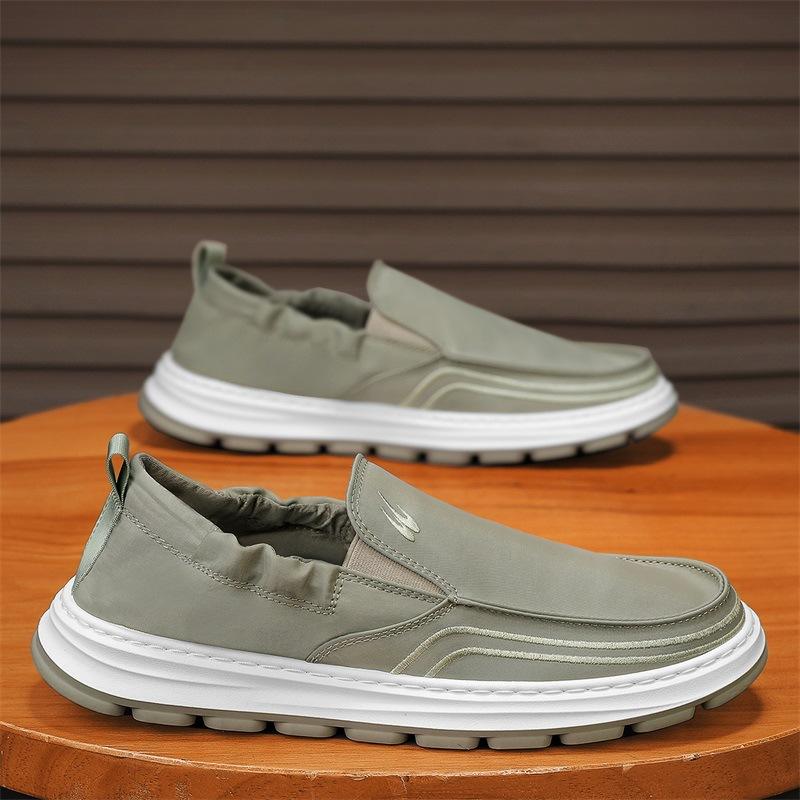 

Ice silk cloth thin men s shoes wear soft-soled casual lazy shoes in summer, breathable one-pedal sleeve driving board shoes men 44 зелений