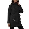 Women Solid Stripe Rain Jacket Outdoor Plus Waterproof Hooded Raincoat Windproof