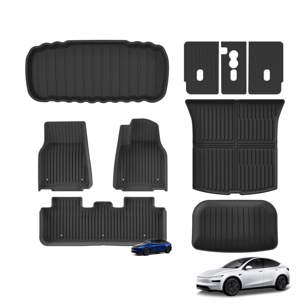 Smabee for Tesla Model Y Juniper Standard RWD 2025 2026 TPE Car Floor Mats Cargo Liner Trunk Mats Backrest Pad Accessories Black