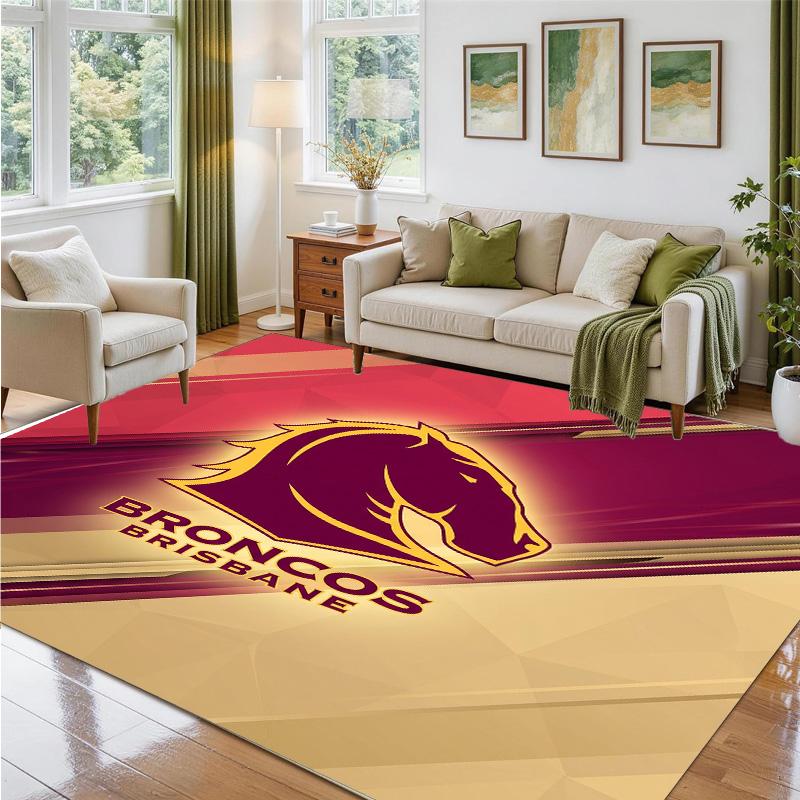 Brisbane Broncos Design Crystal Velvet Rug Soft Decorative Mat for Bedroom Entrance
