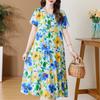 Elegant Women's Summer Sundresses Loose Korean Style Clothes Women New Vintage Print Midi Dress