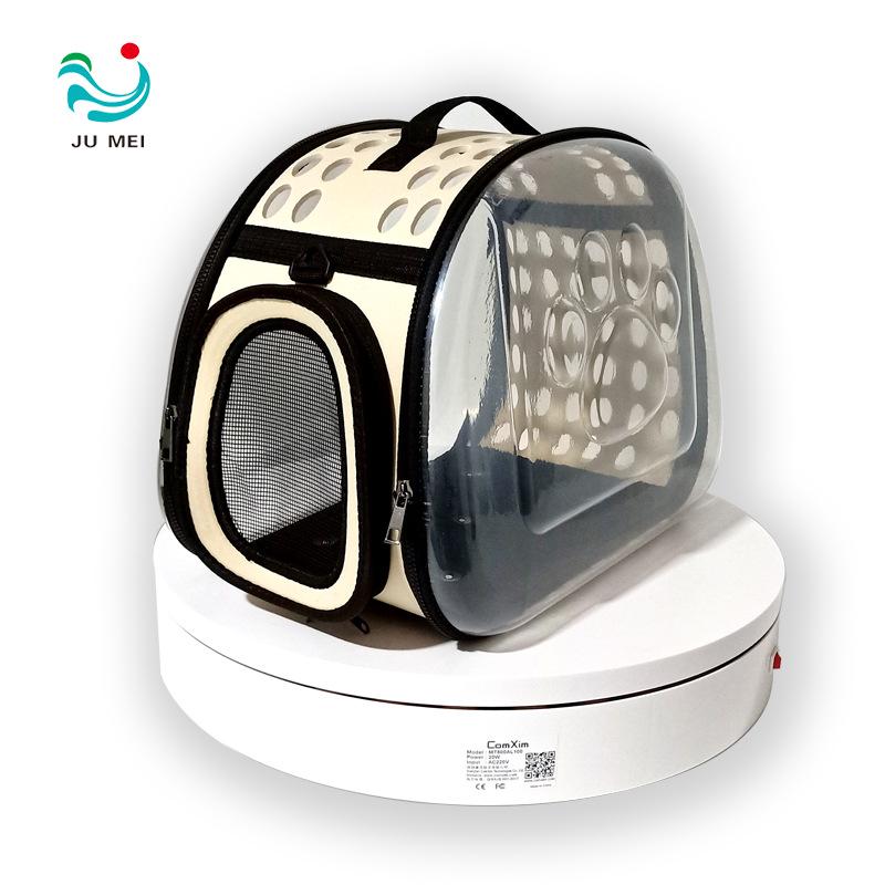 Breathable Foldable Pet Backpack: Portable Transparent Cat & Dog Bag with Large Capacity