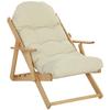 Folding Wooden Lounge Chair, Reclining, Padded Cushion
