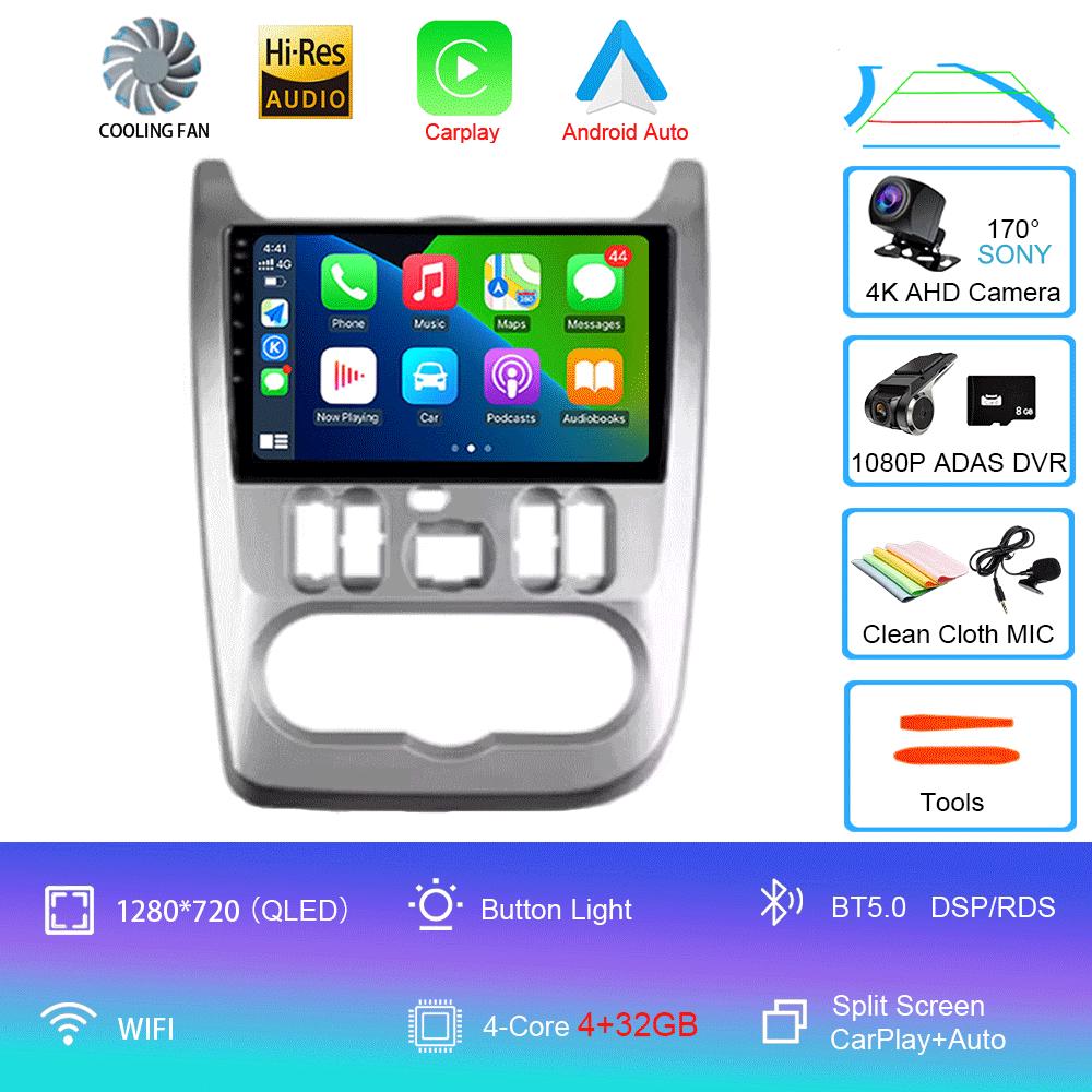 Radio auto Android 14 2Din Multimedia pentru Lada Renault Logan 1 Sandero 2009-2015 Dacia Duster Unitate principală de navigație Carplay Stereo