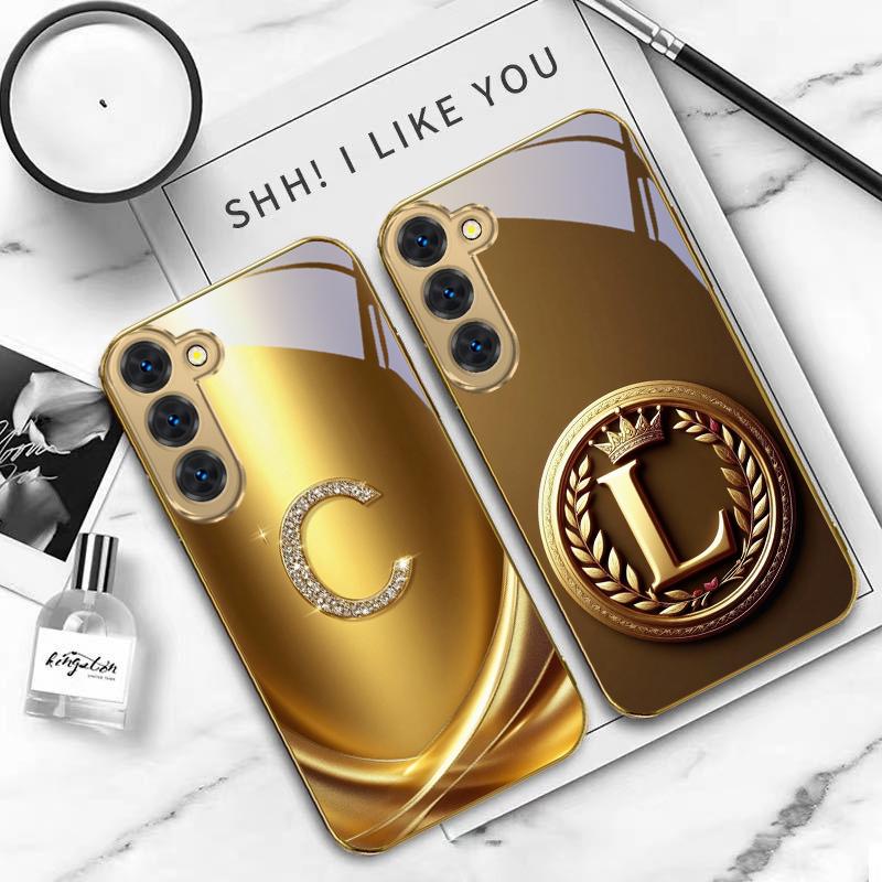Laurel leaf ring gold For Samsung Galaxy S26 S20 FE S21 S22 S23 Plus S24 Ultra S25Ultra S21+ S22Plus Golden glass phone case