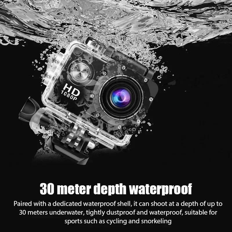 Full HD 1080P Waterproof Sports Camera - 2.0 Inch Mini Camcorder with Accessories for GoPro Style Action Recording