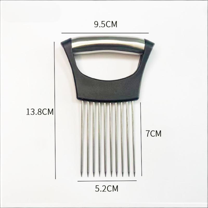 Stainless Steel Onion Cutter Holder Food Slicers Assistant Tomato Onion Slicer Holder Vegetables Cutting Fork Kitchen Gadgets