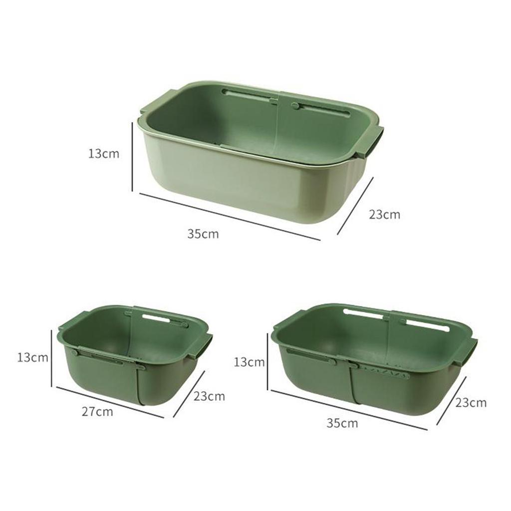 Double Layer Telescopic Drain Basket Detachable Kitchen Supplies Retractable with Handles fruits and