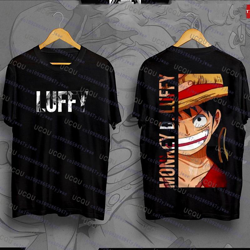 Hot Japanes One Piece Cotton Luffy Tshirt Men Breathable Cotton TShirt Summer Women Men Oversize Bandai Cosplay Tees Men Clothes