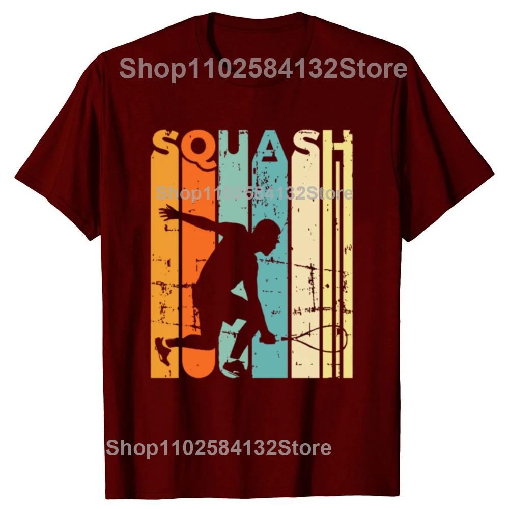 Funny Squash Player Gift Tennis Retro Team T Shirts Graphic Cotton Streetwear Short Sleeve Birthday T-shirt Mens Clothing