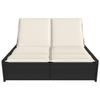 VidaXL Double Sun Lounger with Cushions Black Woven Resin, Sunbed, Reclining Lounge Chair, Daybed 368179