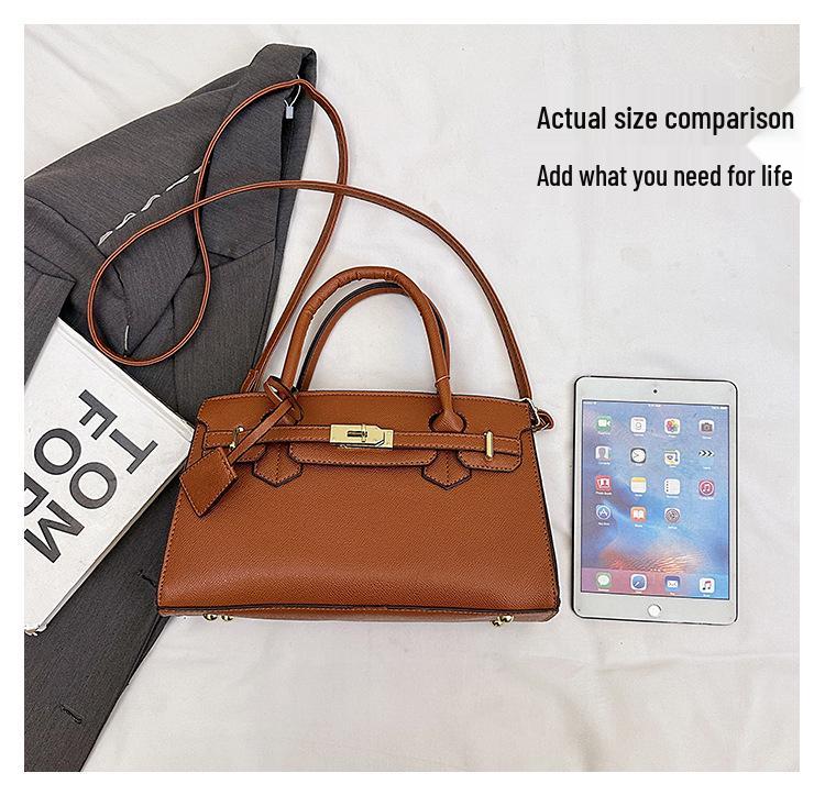 2025 Korean Style Large Capacity Textured Platinum Handbag - Versatile Women's Shoulder Crossbody Bag