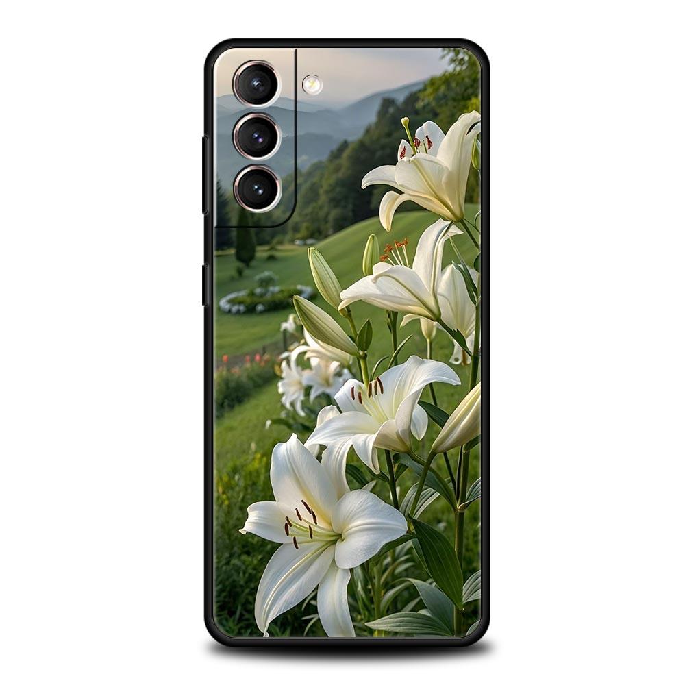 

Realistic Lily Flower Print Soft Phone Case For Samsung Galaxy S25 Edge S24 Plus S23 FE S22 S21 S20 Ultra 5G S10 Protect Cover Samsung S22Ultra 5G