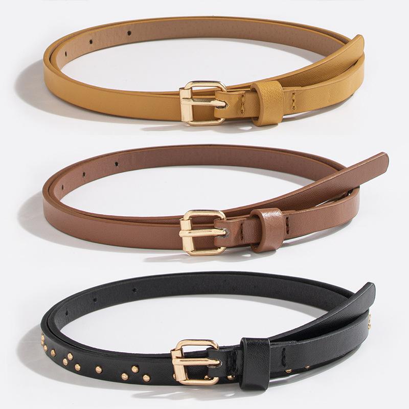Simple PU Leopard Pattern Thin Belt Versatile Fashion Clothing with Skirt Belt Set