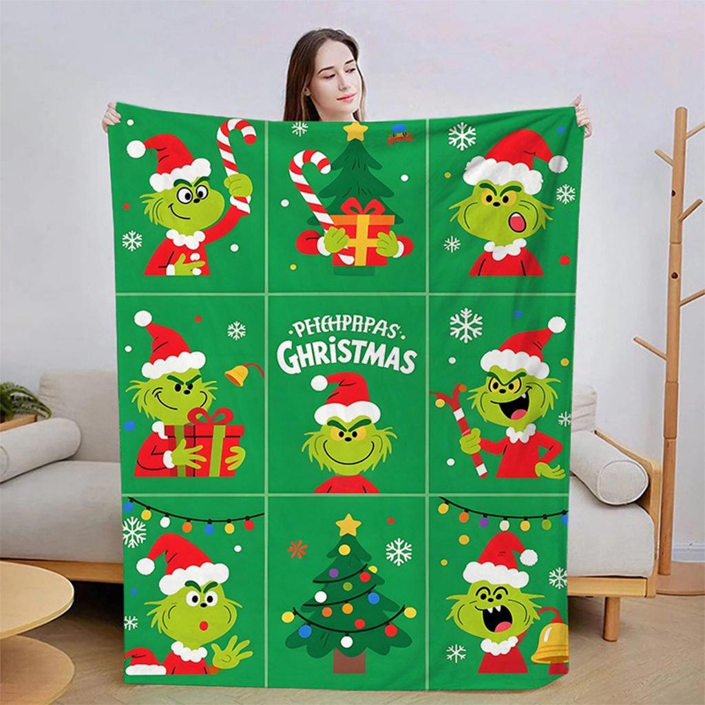 Flannel Blanket Digital Print For Midday Rest Blanket, Christmas Cartoon Air-conditioned Blanket.