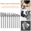 10Pcs Rotary File Rasp 1/8 Inch Shank Solid Tungsten Carbide Rotary Burr Set for Metal Welds Carving Cutting Engraving Porting