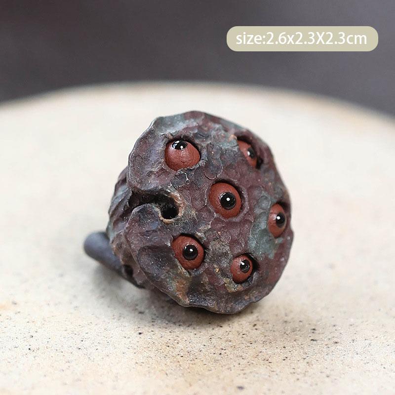 Yixing Handmade Sculpture Purple Clay Tea Pet Lotus Seed Model Figurine Ornaments Desktop Art Tea Ceremony Decors Accessories