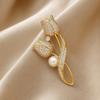 Tulip Brooch with Zircon Accents Elegant Korean Style Flower Pin for Women Suitable for Various Occasions and Accessories