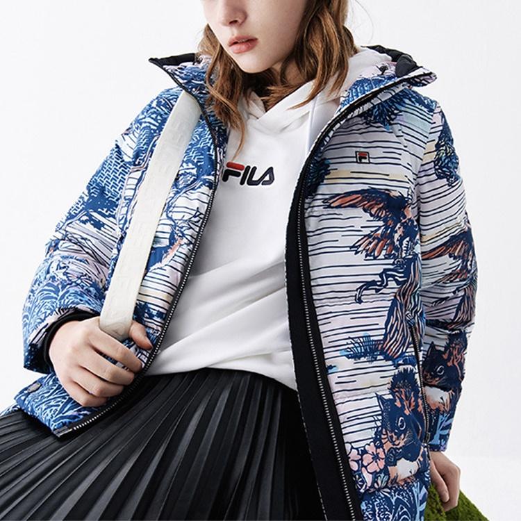 FILA Down Jackets Women's All Over Print Hooded Moderate Other F11W048906F-BK