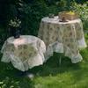Tablecloth French Cream Style Weaving Jacquard Hyacinth Lace Lotus Leaf Square Fabric Tablecloth