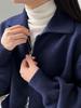 Lu Xi Women's High-End Short Knit Cardigan with Double Zipper & Polo Collar for Autumn