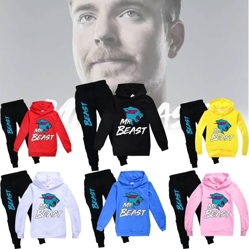 Trendiges Mr. Beast Cartoon Hoodie-Set für Jungen und Mädchen – bequem und stylisch