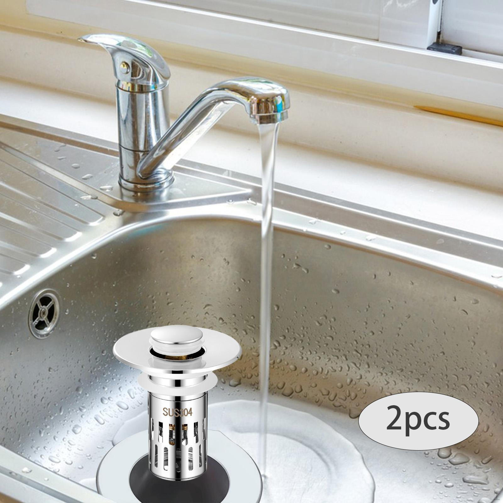

2 Pieces Bathroom Sink Stoppers,Sink Drain Strainers,Replacement,Hair Catcher with Filter Basket for