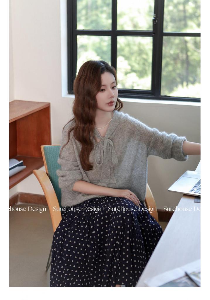 Silver Star Willow Catkins Mohair & Alpaca Ribbon Sweater Top for Women - Autumn/Winter Collection (30 Sticks)