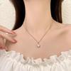 Elegant Single Zirconium Stone Pendant Titanium Steel Necklace Women'S Unique Design Versatile Precise Clavicle Chain