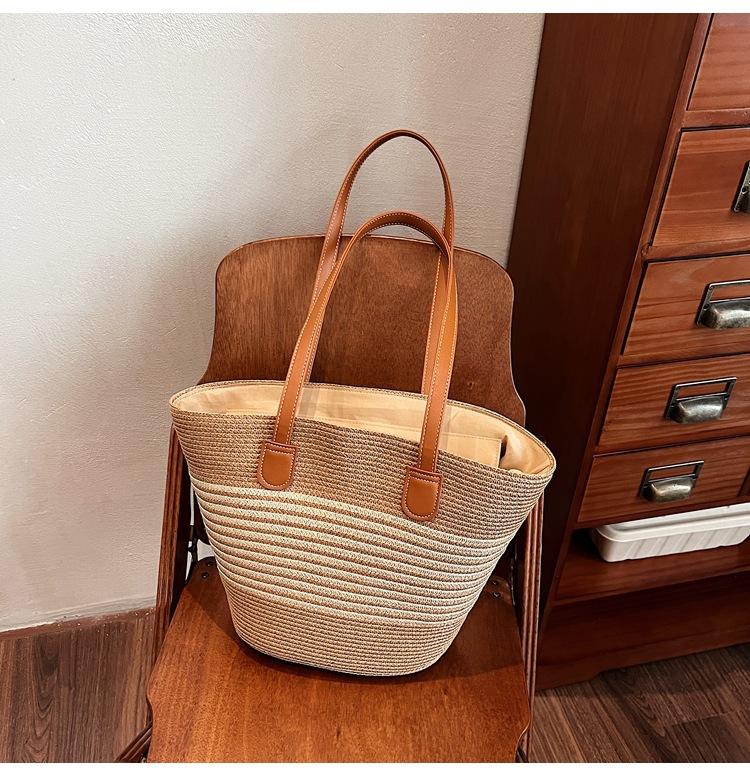 

Соломенная сумка женская весенняя сумочка приморская сумка-ведро большая вместимость плетеная сумка через плечо плетеная соломенная сумка сумка-ведро