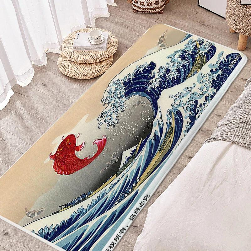 Carpet for Bedroom Japanese Waves Living Room Rugs Kitchen Floor Mat Washable Non-slip Doormat Entrance Door Home Decorations