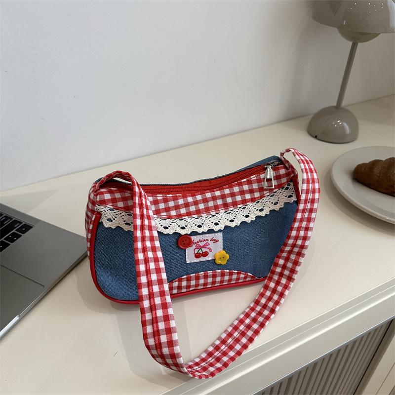 Korean Style Plaid Shoulder Bag - Cute, Fashionable, Versatile Underarm Bag for Women