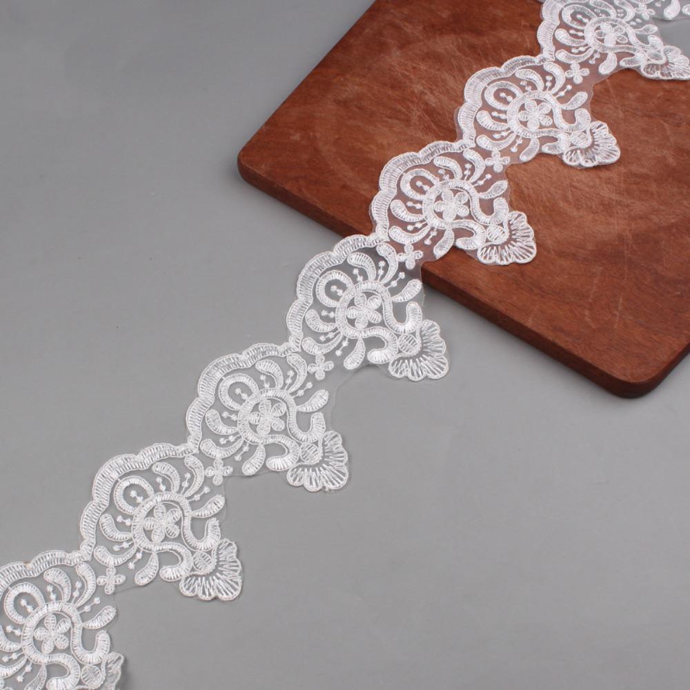 10Yards 9.5cm Width Lace Fabric Trimming Sewing Decoration White Gold Color Beading Car Bone Lace Trimming Accessories