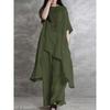 Loose Solid-Colored Top and Trousers Loose Solid Top Pants Two-piece Set