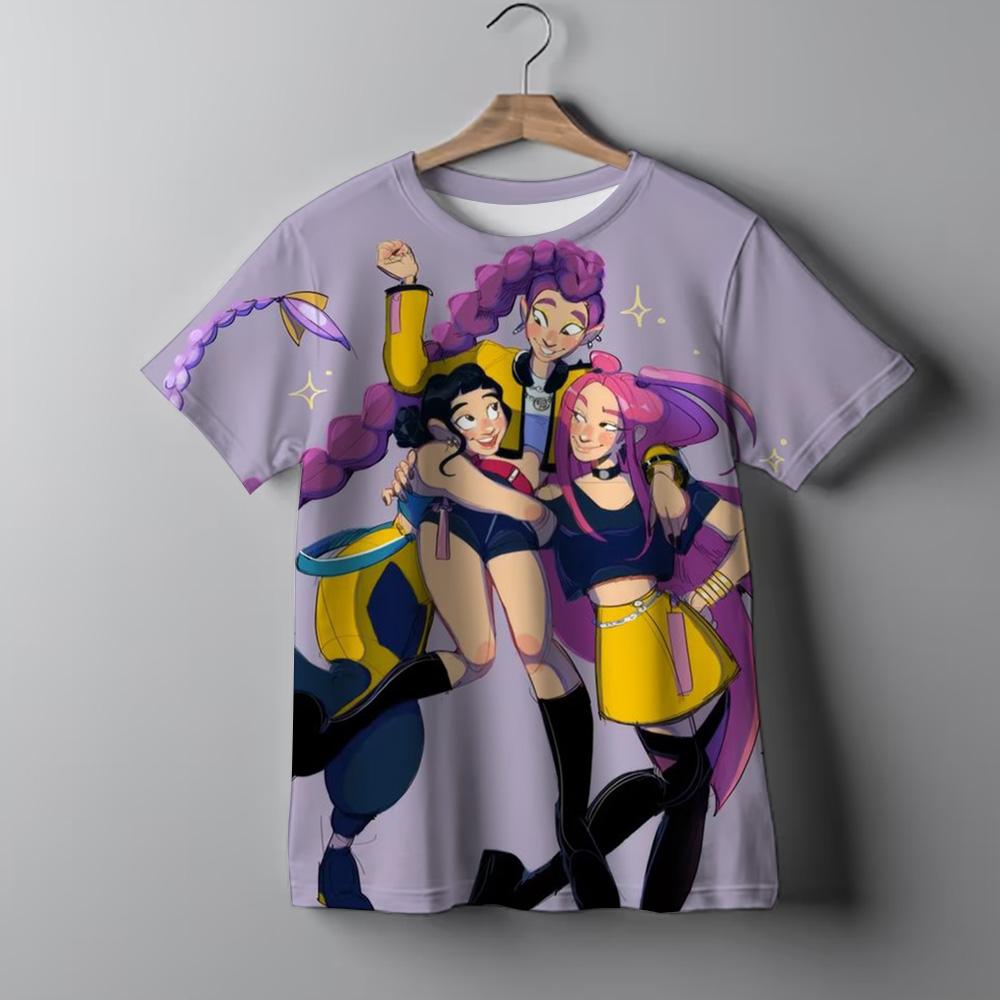 Y2K KPop Demon Hunters Kids T-shirt Cartoon Figure Printed Tops Tees Boys Girls Casual Short Sleeve Tshirt Children's Clothing